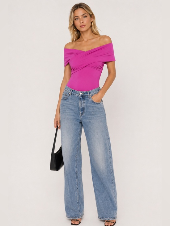Zara Tops - Zara Pink Off Shoulder Ruched Bodysuit NWT Size Large